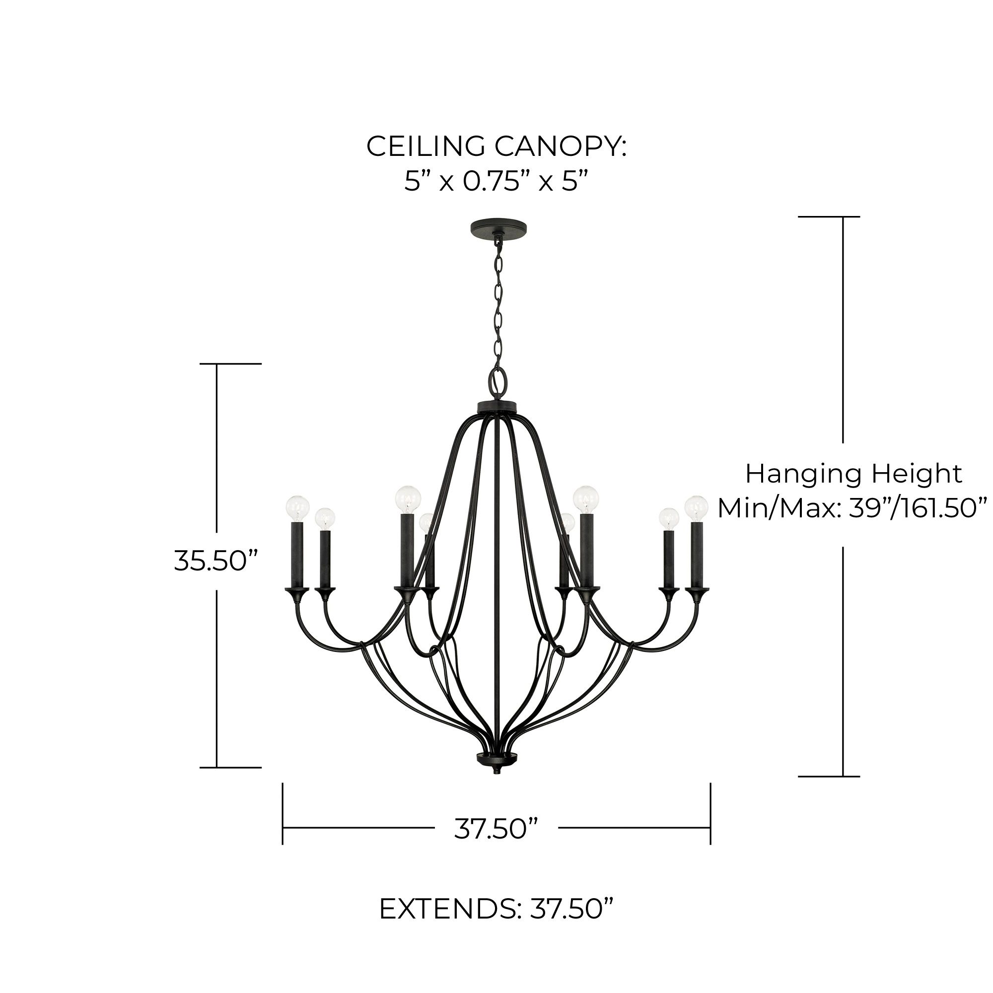 Image 5 Capital Bentley 37 1/2" Wide Black Iron 8-Light Chandelier more views