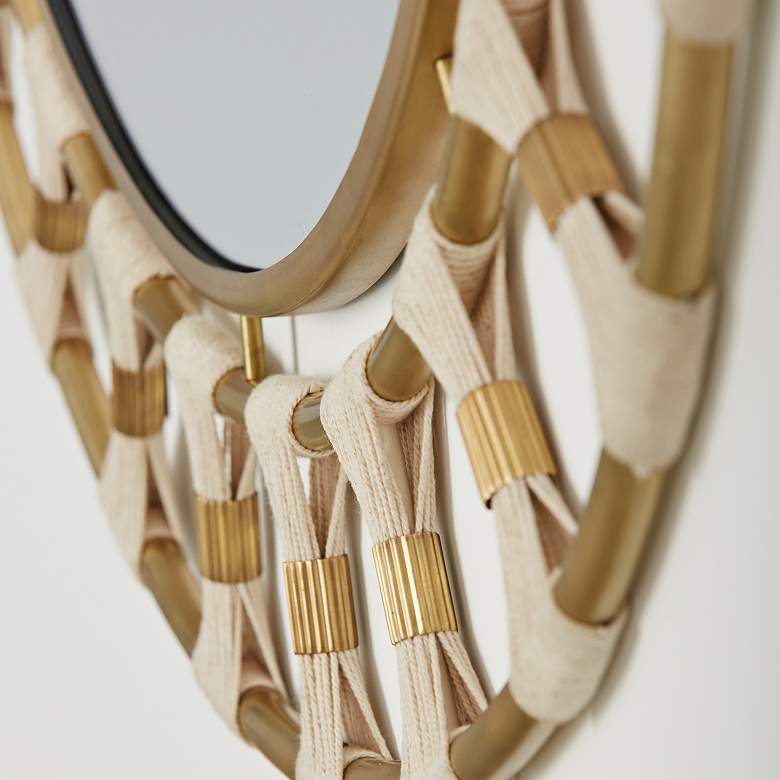 Image 2 Capital Bianca Patinaed Brass 34 1/2 Round Wall Mirror more views