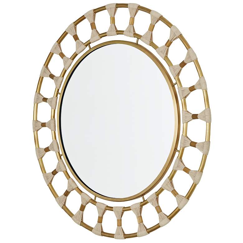 Image 3 Capital Bianca Patinaed Brass 34 1/2 Round Wall Mirror more views