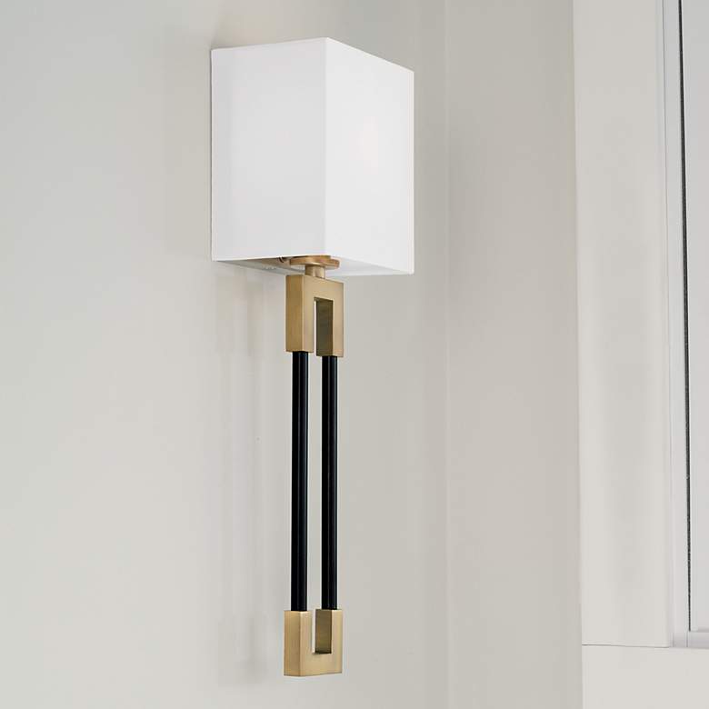 Image 1 Capital Bleeker 19 inch High Aged Brass and Black Wall Sconce