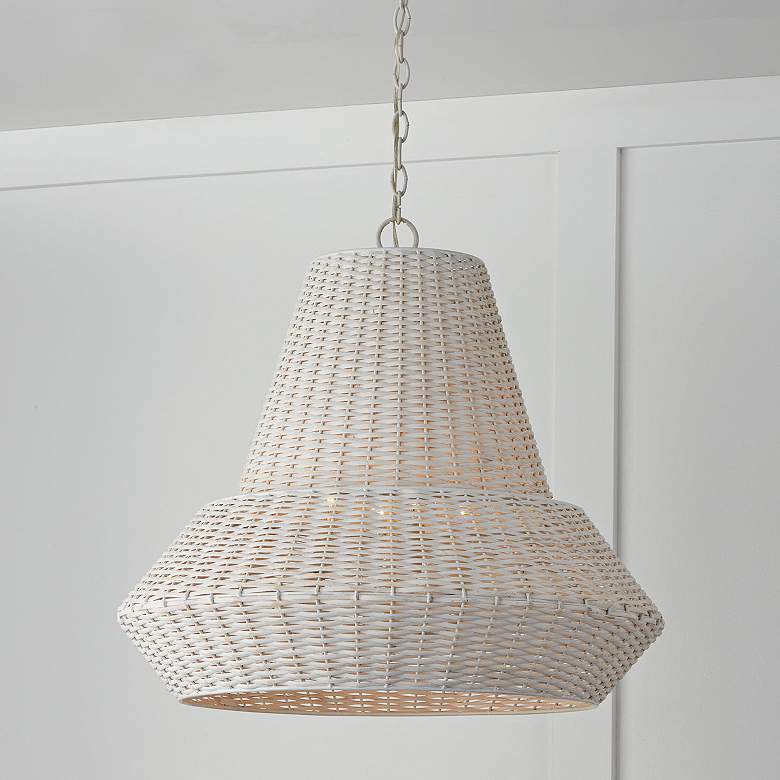 Image 1 Capital Boca 24" Wide Chalk White Woven Rattan Pendant Light