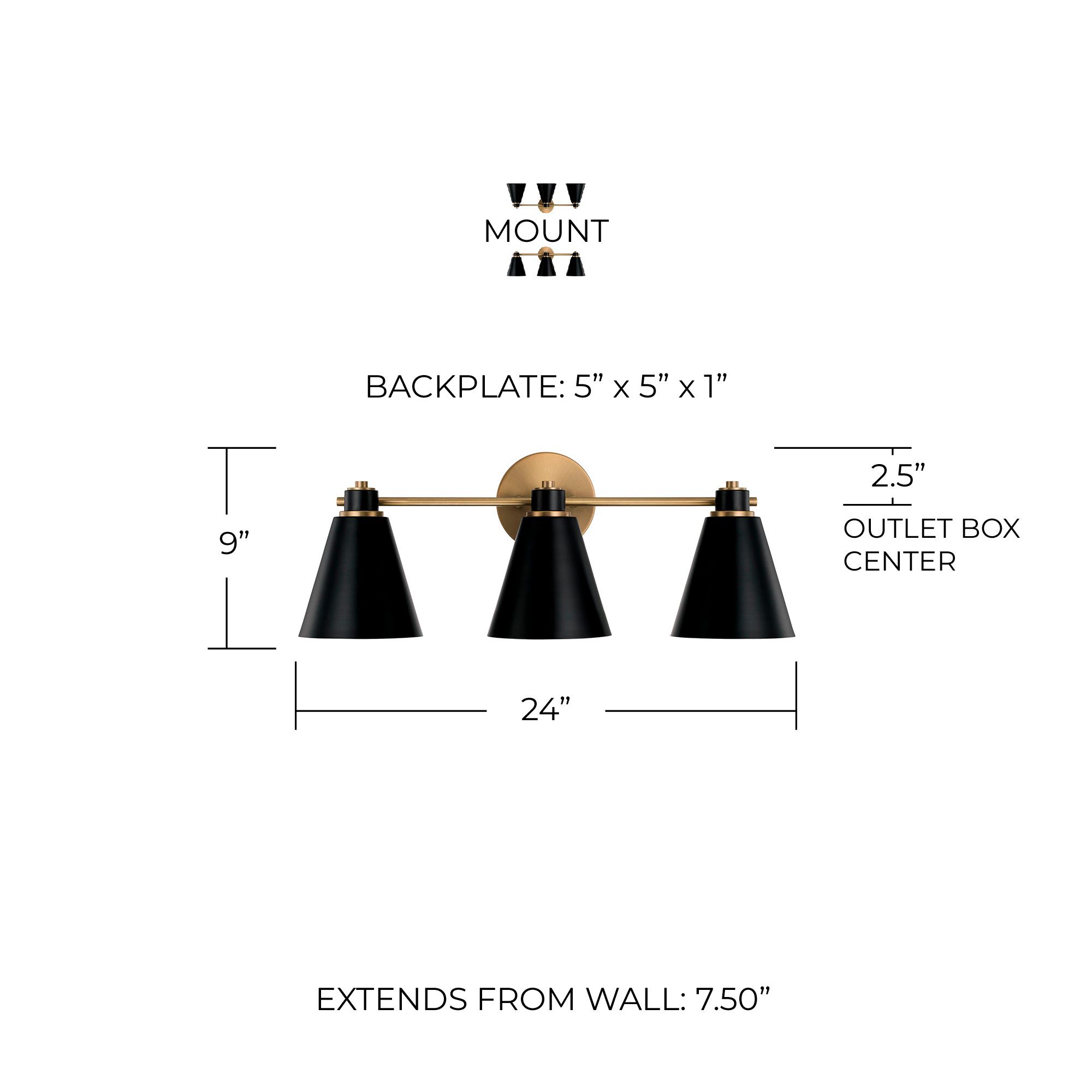 Image 5 Capital Bradley 24" Wide Aged Brass 3-Light Bath Light more views