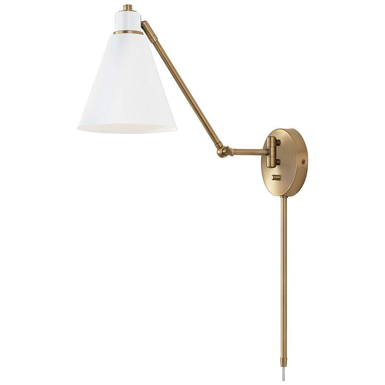 Image 2 Capital Bradley Aged Brass and White Swing Arm Wall Lamp