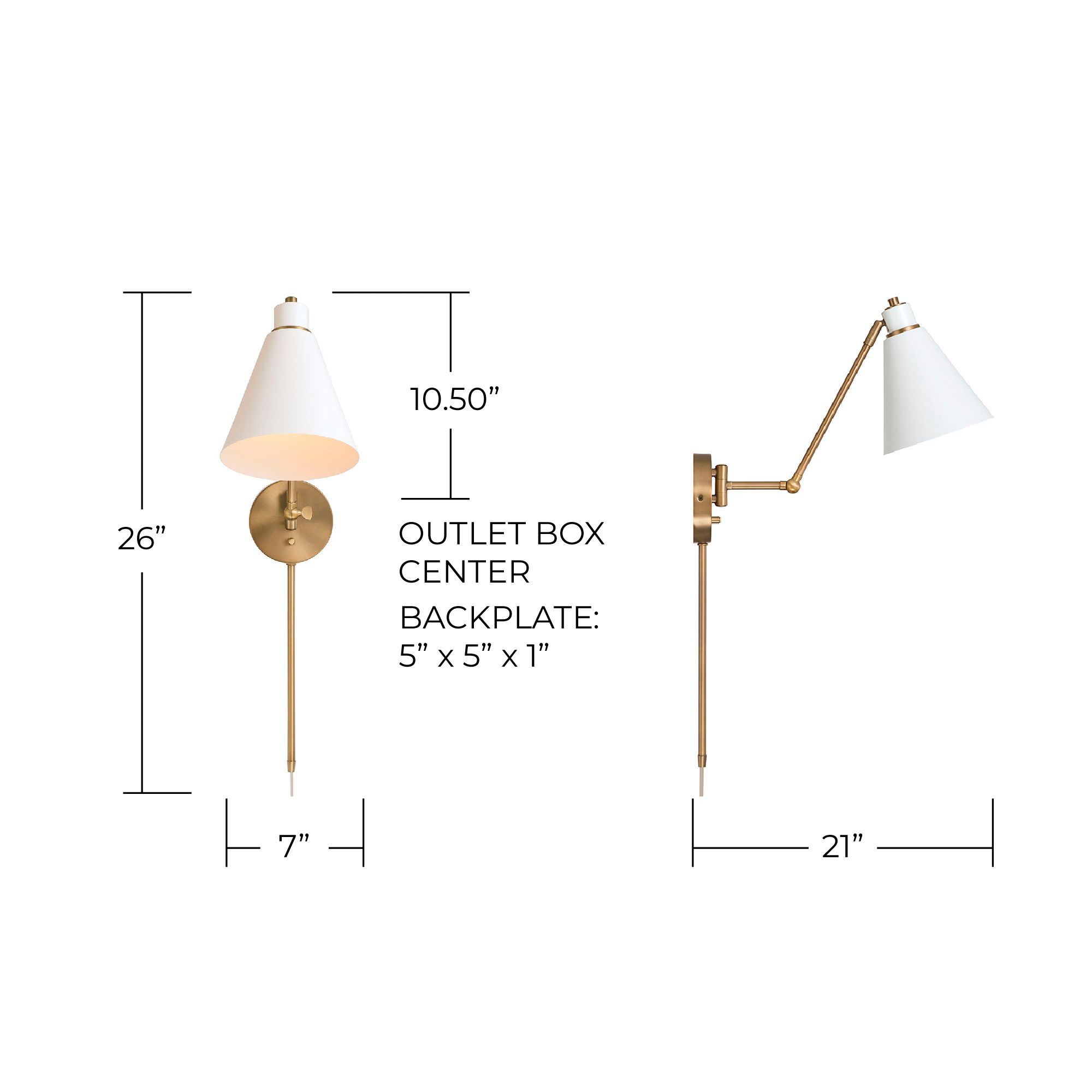 Capital Bradley Aged Brass and White Swing Arm Wall Lamp