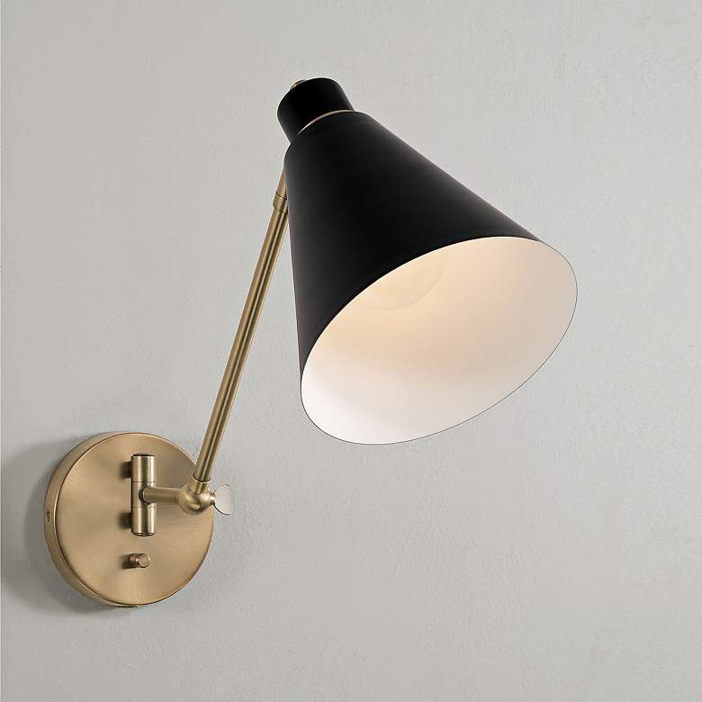 Image 6 Capital Bradley Aged Brass Plug-In Swing Arm Wall Lamp more views