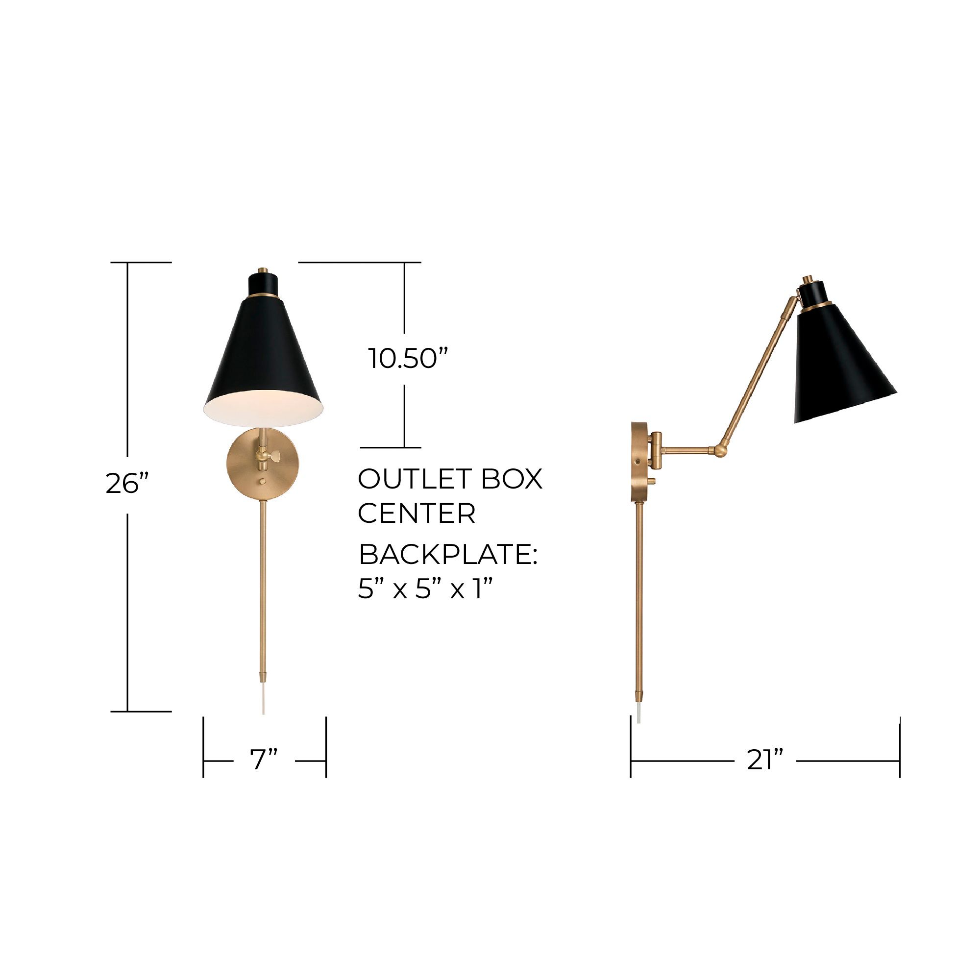 Capital Bradley Aged Brass Plug-In Swing Arm Wall Lamp