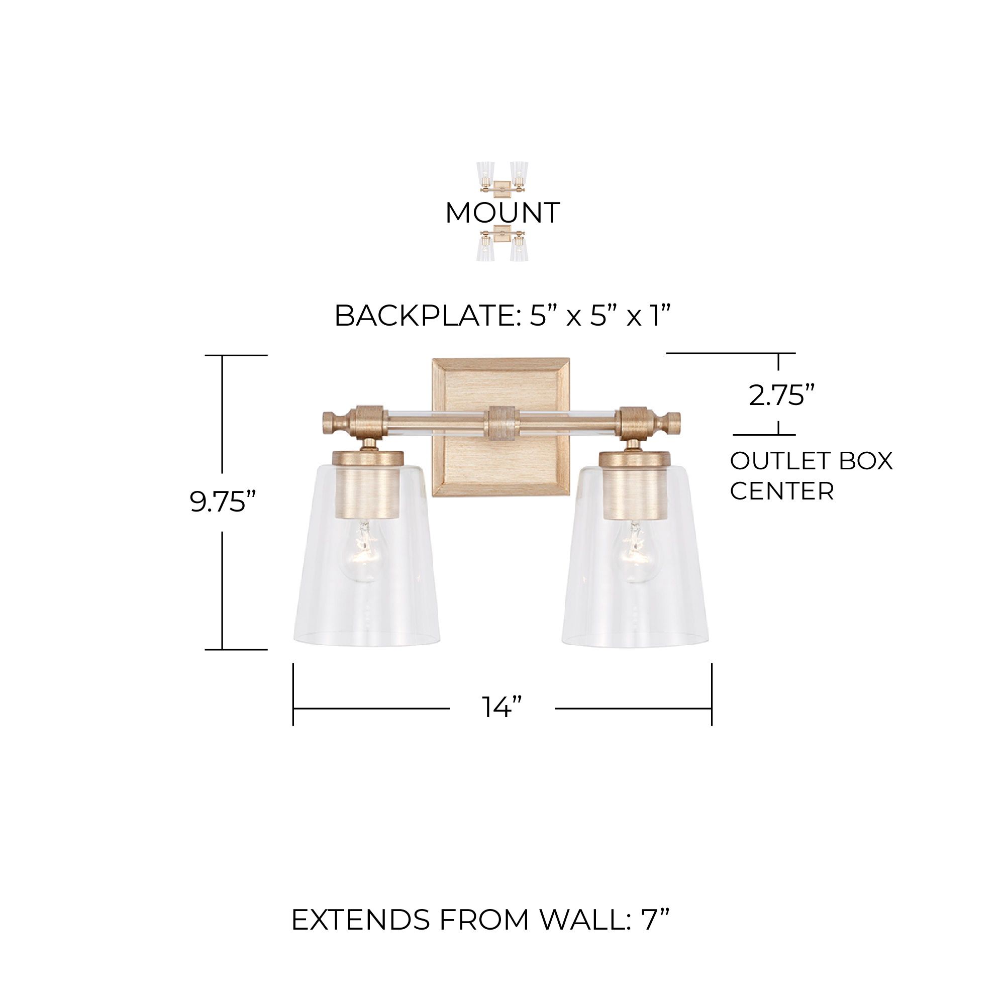 Image 5 Capital Breigh 9 3/4"H Brushed Champagne 2-Light Wall Sconce more views