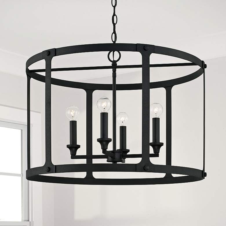 Image 1 Capital Brennen 25" Wide Black Iron 4-Light Pendant