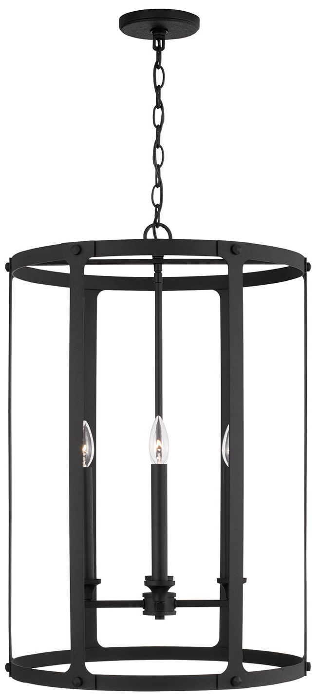 Capital Brennen Foyer 19" Wide Black Iron 4-Light Pendant