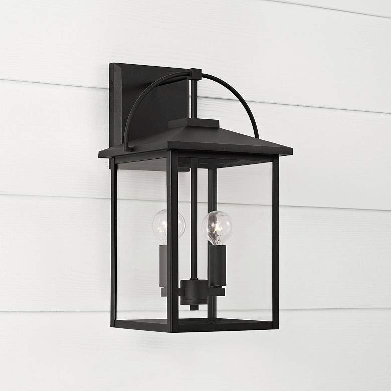 Image 1 Capital Bryson 16 1/2" High Black 2-Light Outdoor Wall Light
