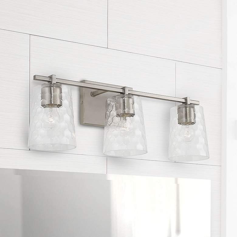 Image 1 Capital Burke 24" Wide Brushed Nickel 3-Light Bath Light