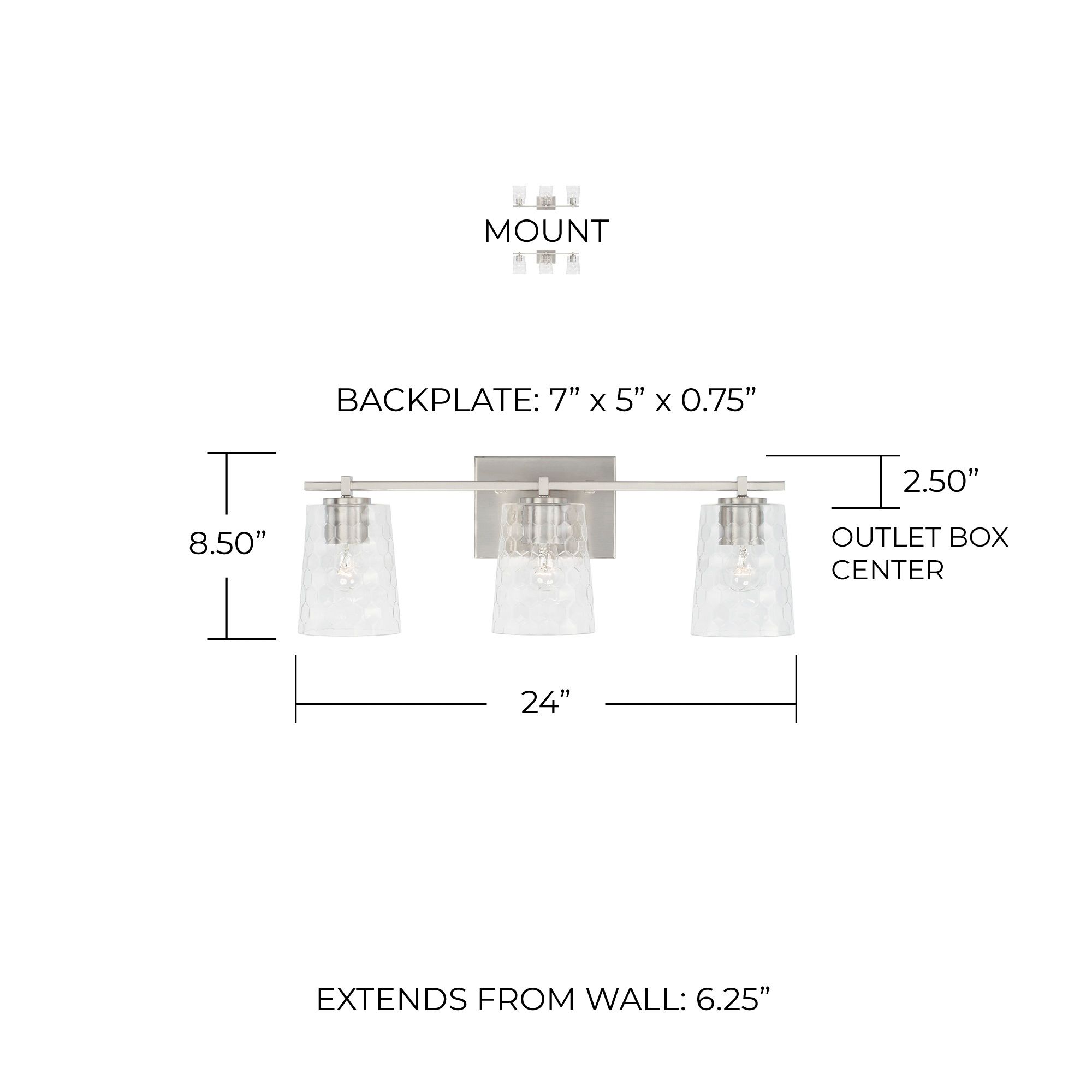 Image 5 Capital Burke 24" Wide Brushed Nickel 3-Light Bath Light more views