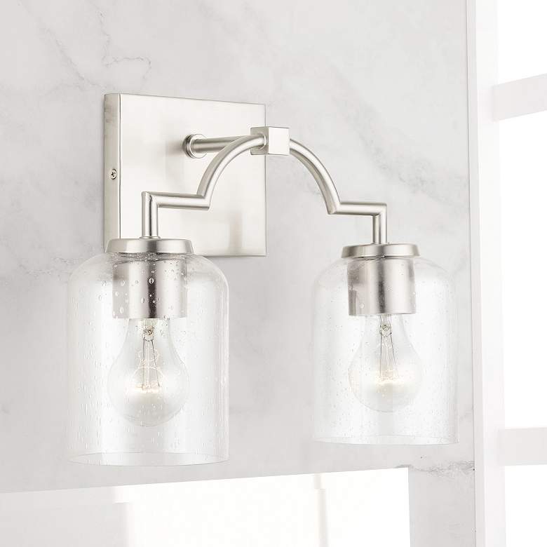 Image 1 Capital Carter 11" High Brushed Nickel 2-Light Wall Sconce