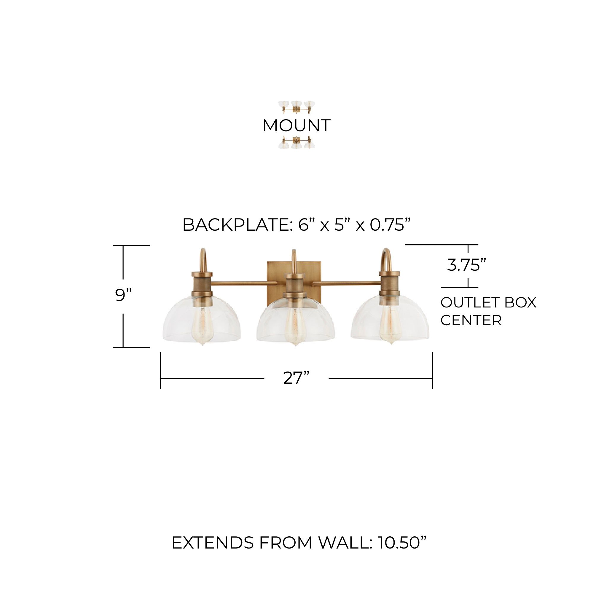 Image 7 Capital Cassidy 27"W Aged Brass 3-Light Vanity Bath Light more views
