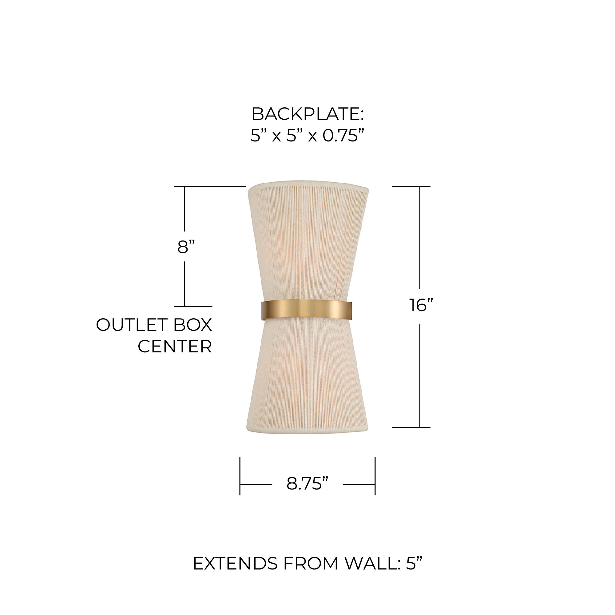 Capital Cecilia 16" High Natural Rope and Brass 2-Light Wall Sconce