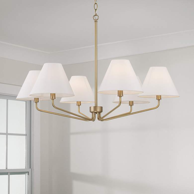 Image 1 Capital Chadwick 34" Wide Aged Brass 6-Light Chandelier