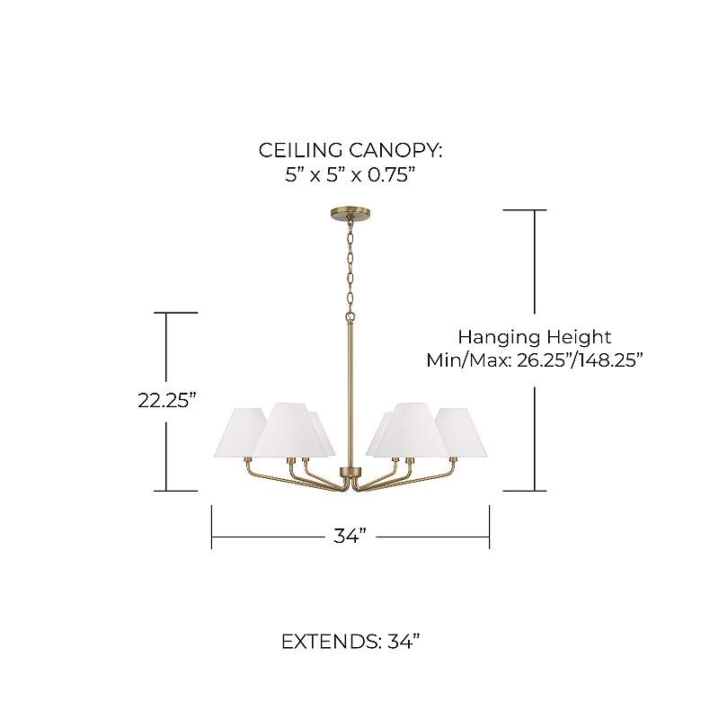 Image 5 Capital Chadwick 34" Wide Aged Brass 6-Light Chandelier more views