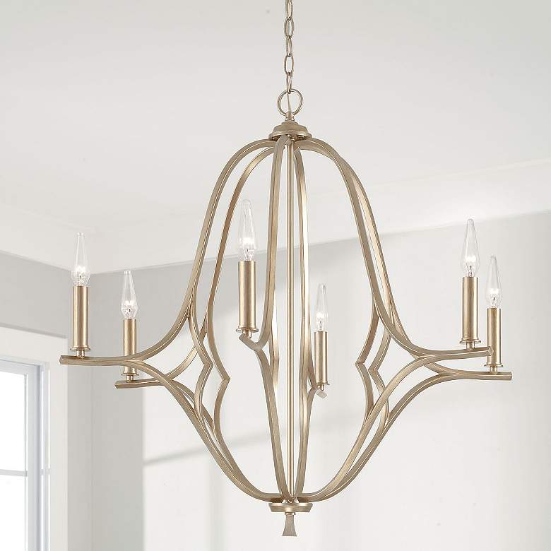 Image 1 Capital Claire 32" Wide Brushed Champagne 6-Light Chandelier