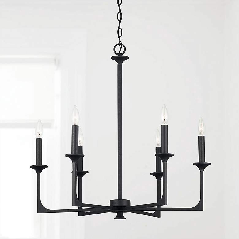 Image 1 Capital Clint 28" Wide Black Iron 6-Light Chandelier
