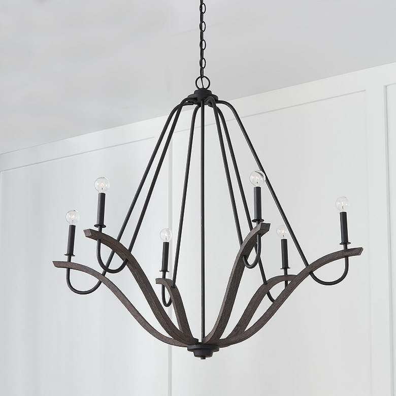 Image 1 Capital Clive 43"W Carbon Gray Black Iron 6-Light Chandelier