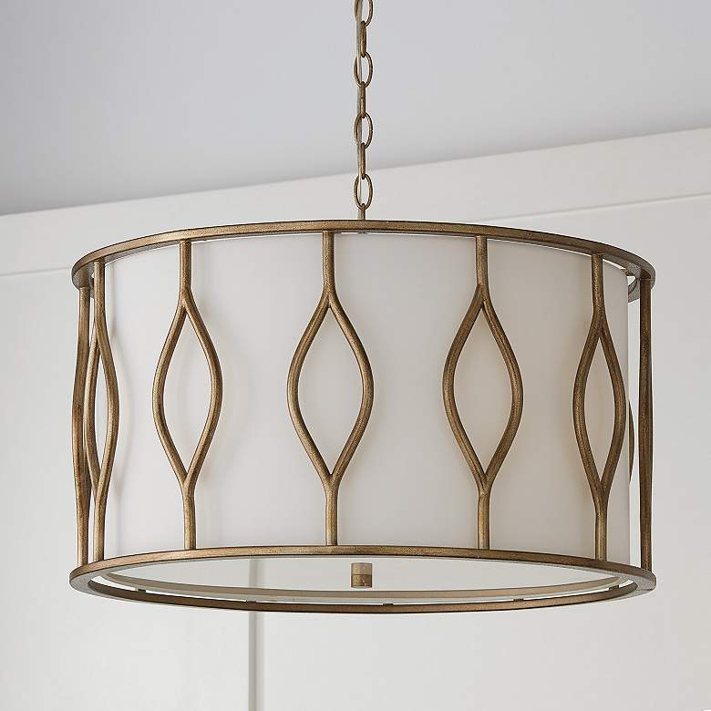 Image 1 Capital Cohen 24" Wide Mystic Luster Metal Drum Pendant