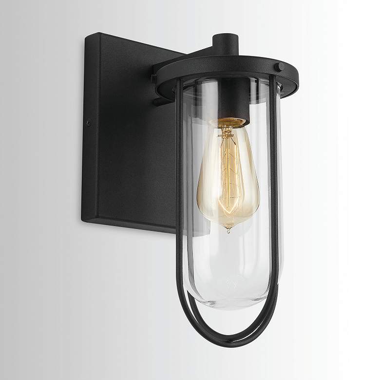 Image 1 Capital Corbin 12" High Black Metal Outdoor Wall Light