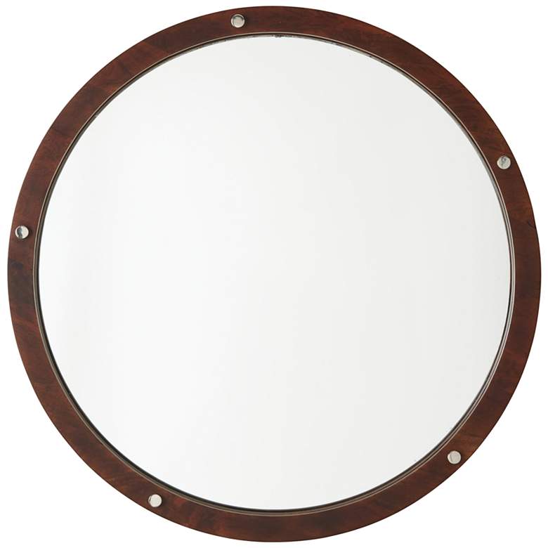 Image 1 Capital Dalton Dark Wood 29 3/4" Round Wall Mirror