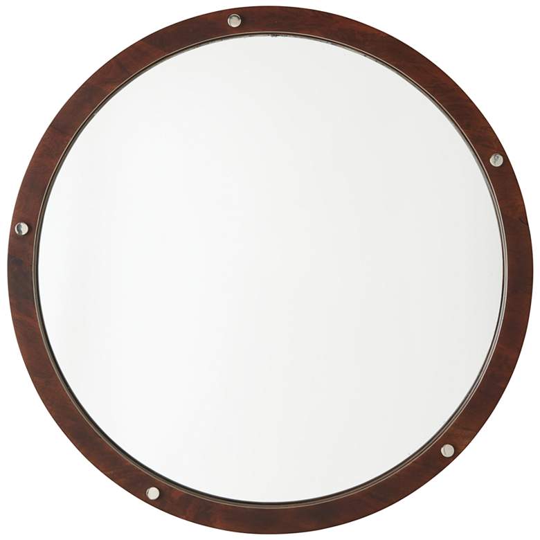 Image 1 Capital Dalton Dark Wood 29 3/4 inch Round Wall Mirror