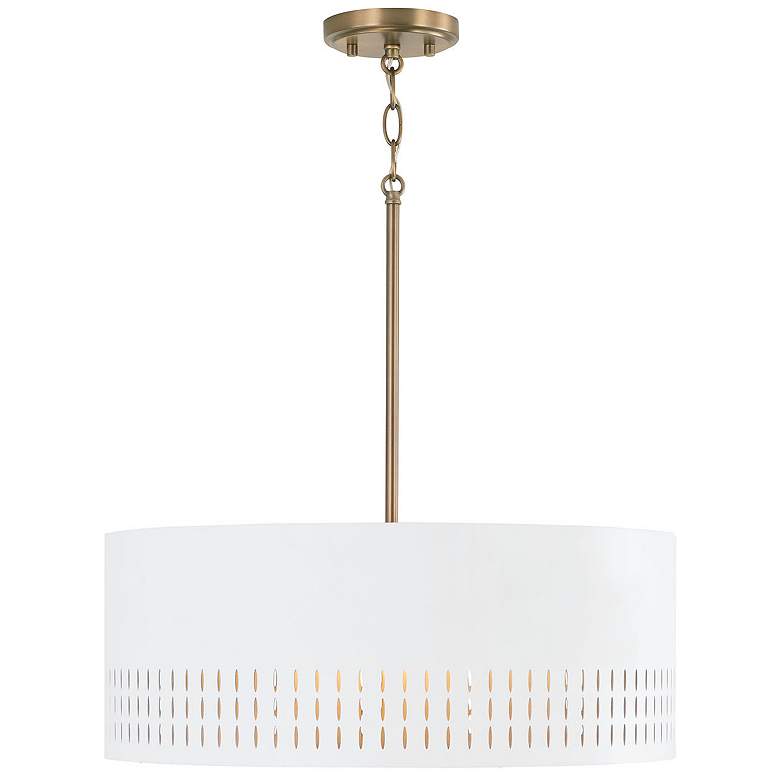 Image 1 Capital Dash 20 1/4"W Aged Brass and White 3-Light Pendant