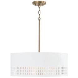 Capital Dash 20 1/4"W Aged Brass and White 3-Light Pendant
