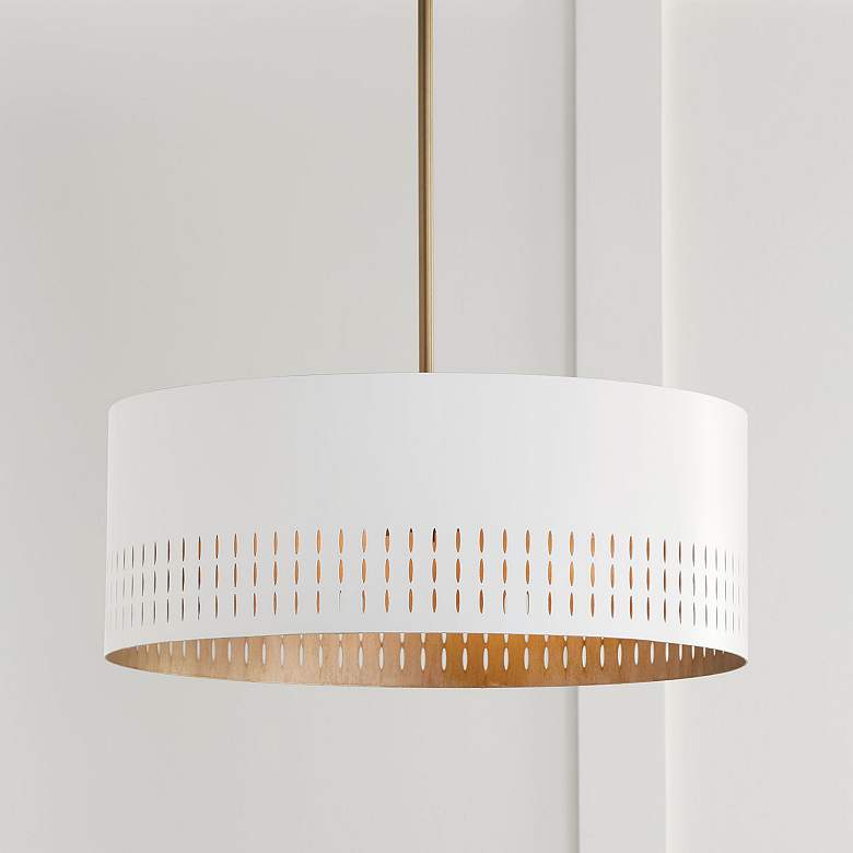 Image 3 Capital Dash 20 1/4"W Aged Brass and White 3-Light Pendant more views