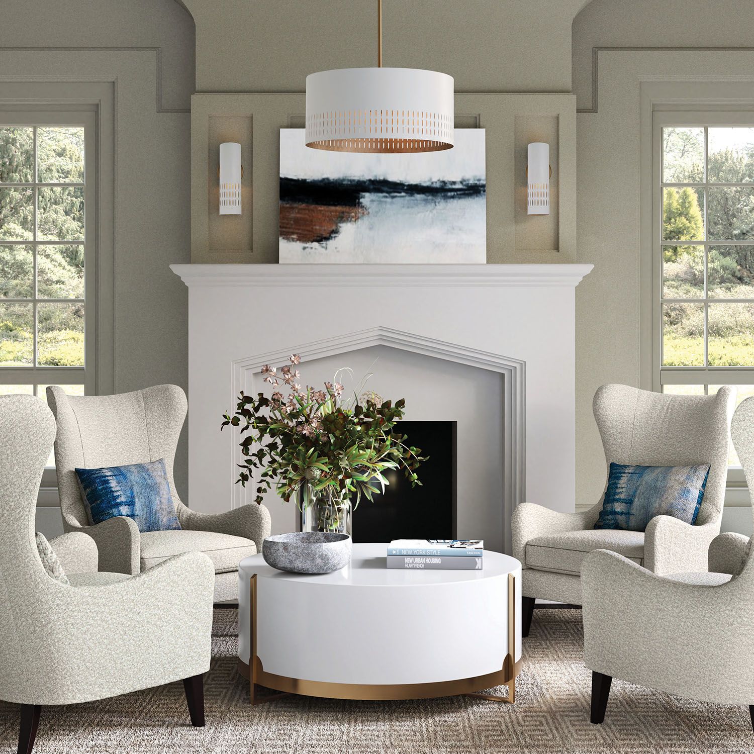 Image 7 Capital Dash 20 1/4"W Aged Brass and White 3-Light Pendant more views