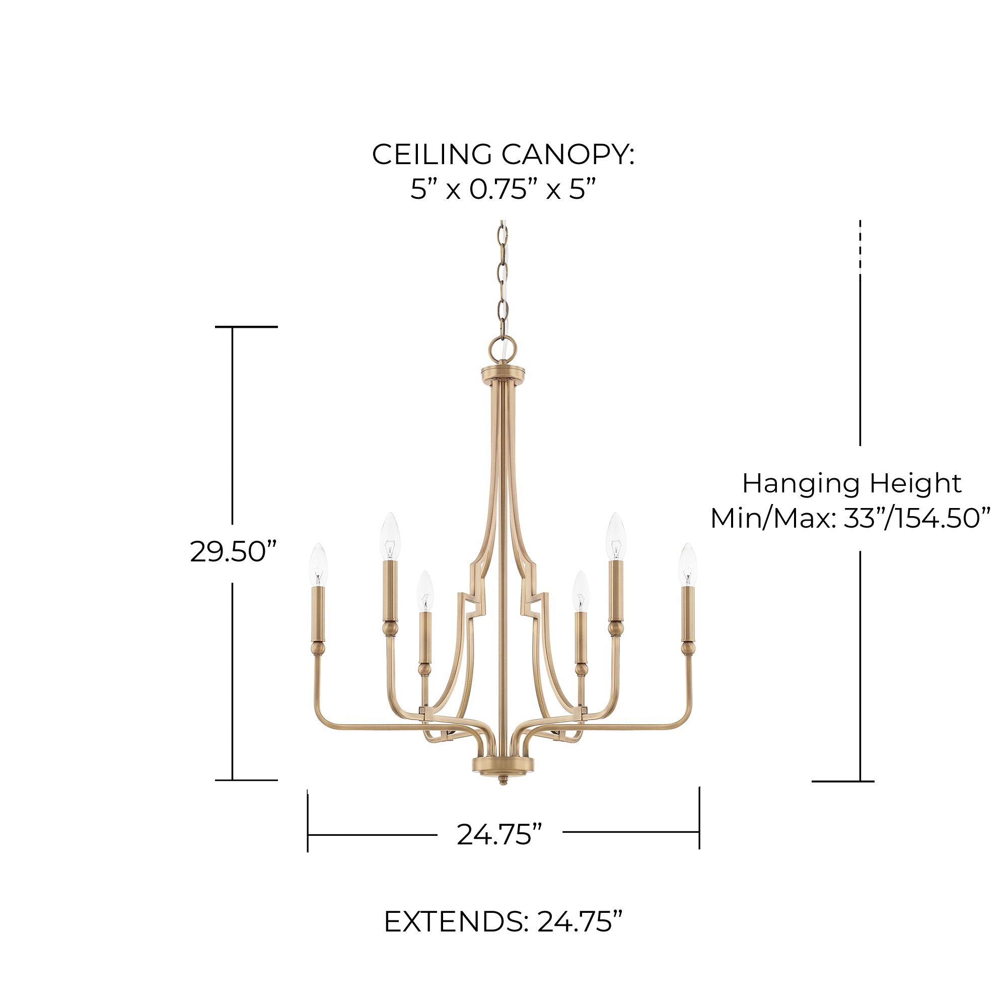Image 2 Capital Dawson 24 3/4" Wide Aged Brass 6-Light Chandelier more views