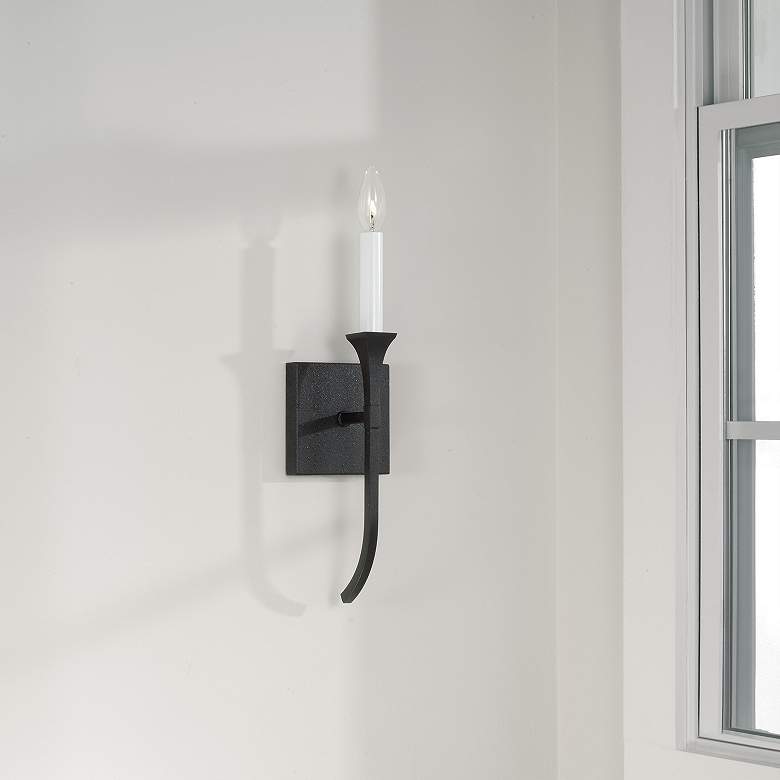 Image 1 Capital Decklan 16 1/4" High Black Iron Wall Sconce