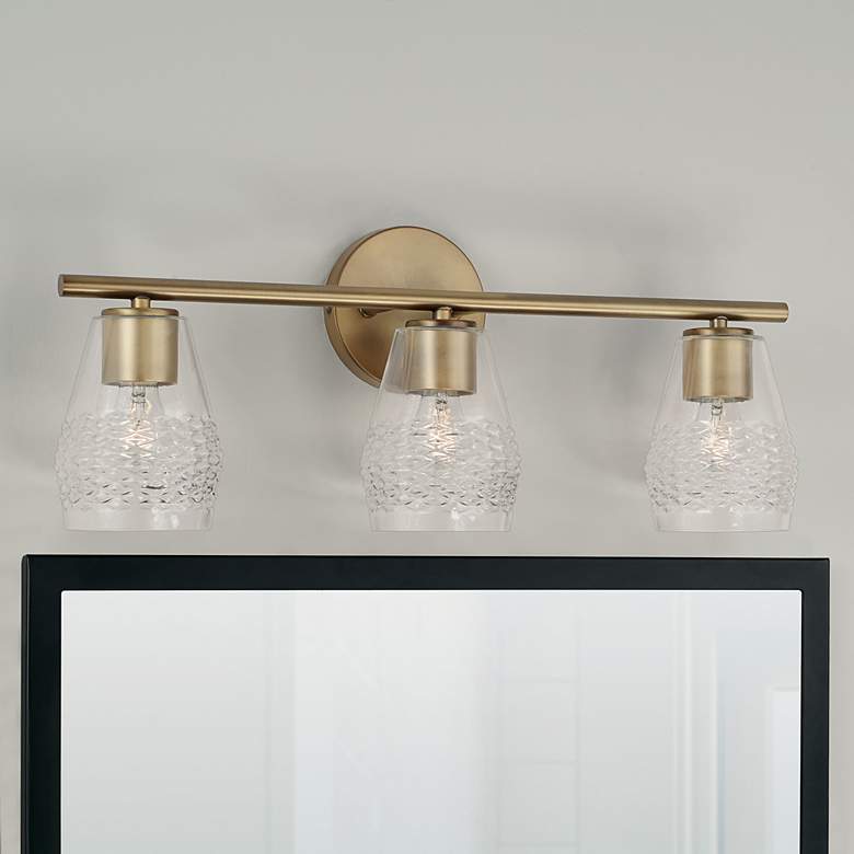 Image 1 Capital Dena 23 1/4 inch Wide Aged Brass 3-Light Bath Light