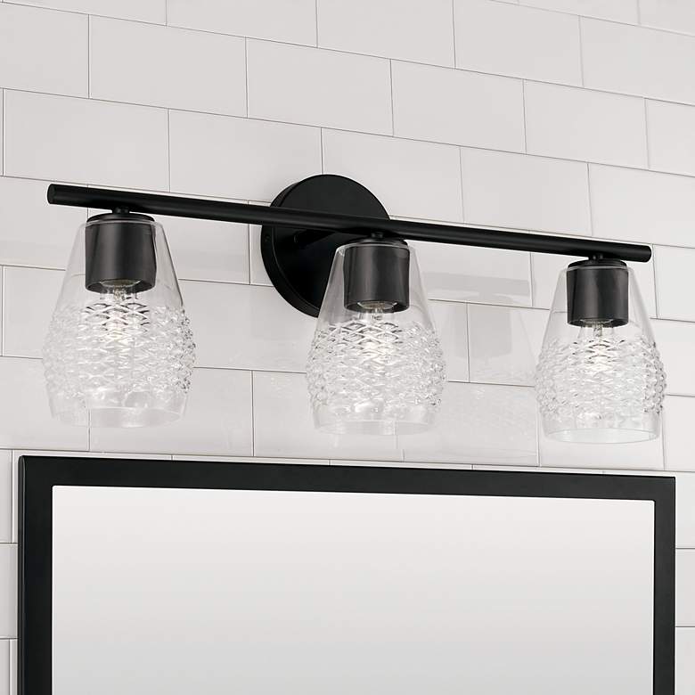 Image 1 Capital Dena 23 1/4" Wide Matte Black 3-Light Bath Light