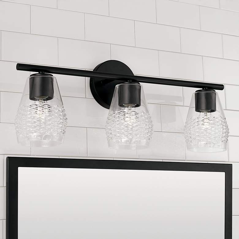 Image 1 Capital Dena 23 1/4 inch Wide Matte Black 3-Light Bath Light