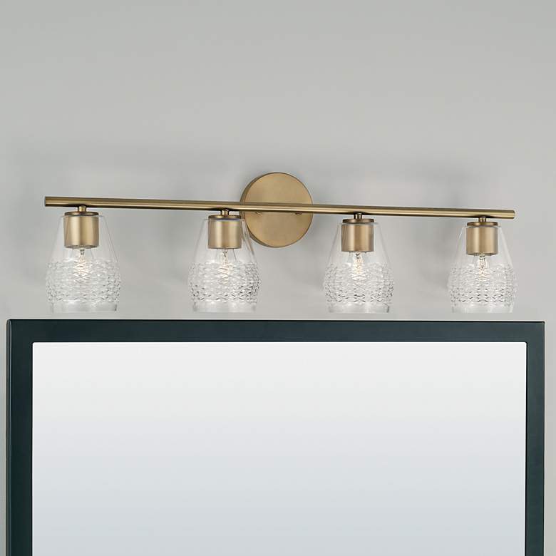 Image 1 Capital Dena 32 1/2 inch Wide Aged Brass 4-Light Bath Light