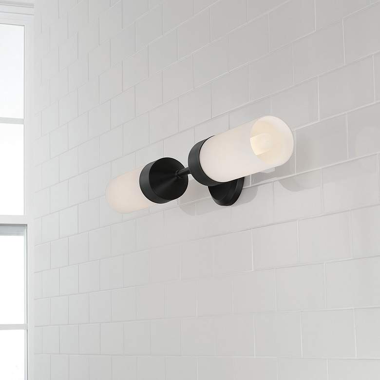 Image 3 Capital Devon 18 1/4" High Matte Black 2-Light Wall Sconce more views