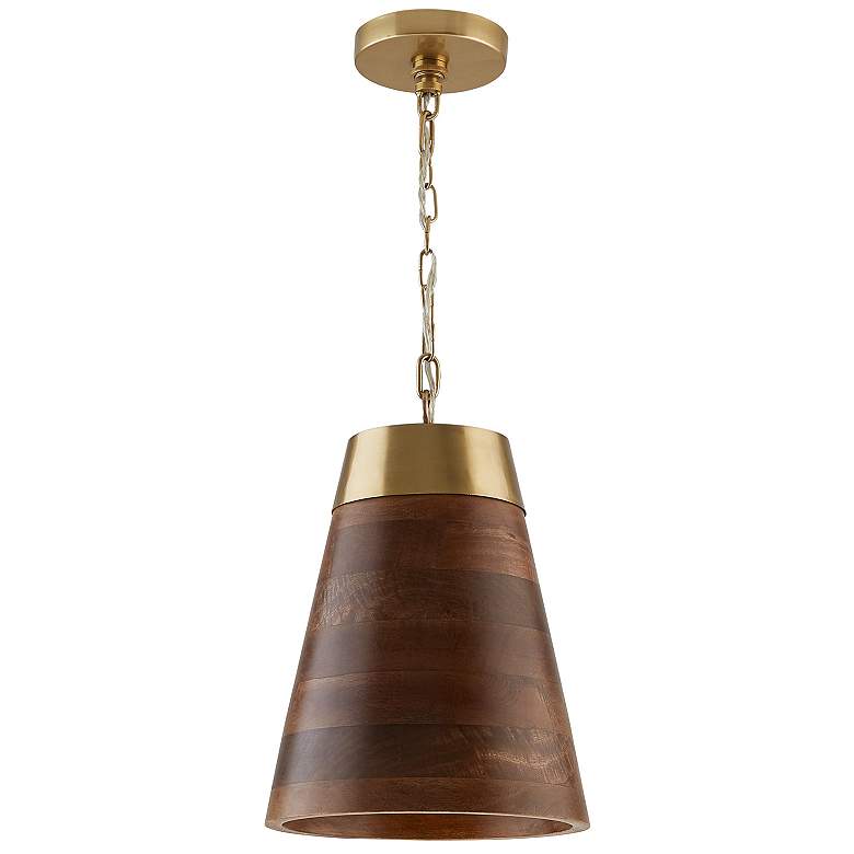 Image 2 Capital Dodd 10"W Matte Brass and Medium Wood Mini Pendant