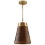 2_Capital Dodd 10"W Matte Brass and Medium Wood Mini Pendant