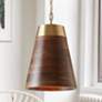 1_Capital Dodd 10"W Matte Brass and Medium Wood Mini Pendant