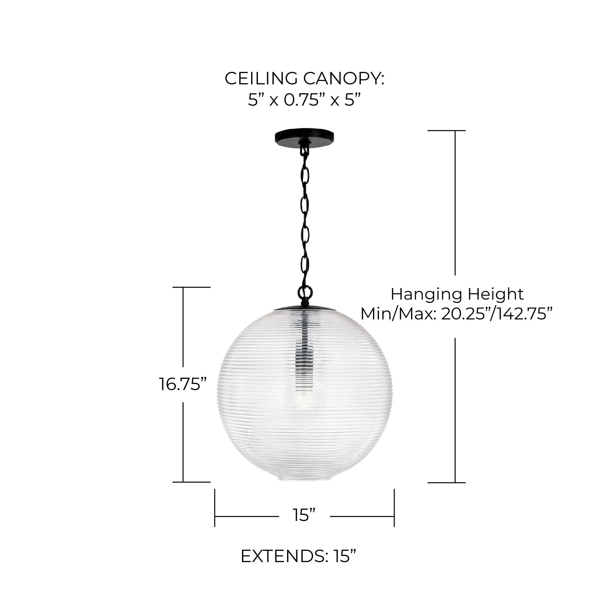 Capital Dolan 15"W Matte Black Pendant Light w/ Clear Glass