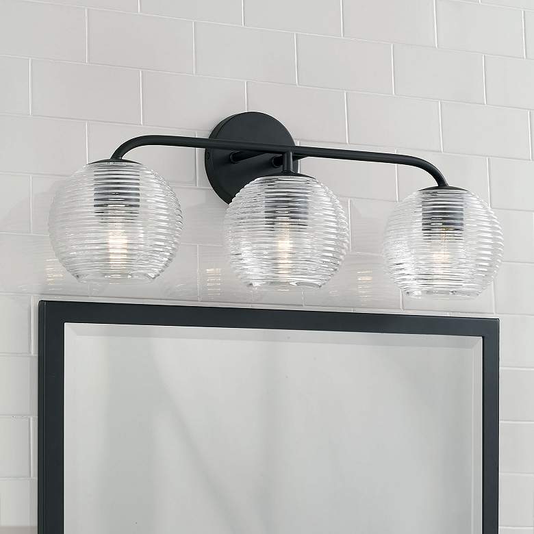 Image 1 Capital Dolan 24 1/2" Wide Matte Black 3-Light Bath Light