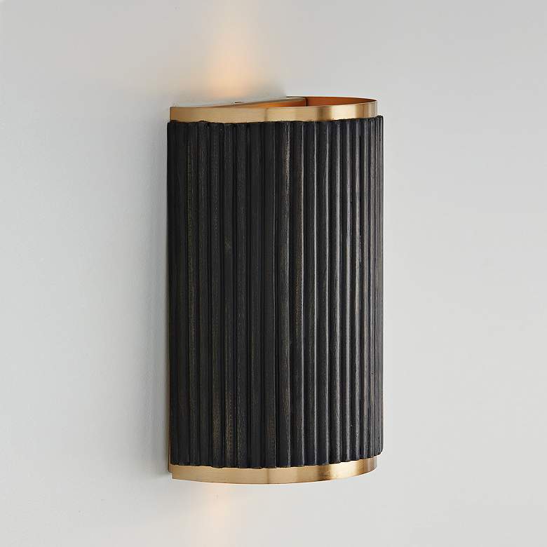 Image 1 Capital Donovan 12" High Brass Black Stain Wall Sconce