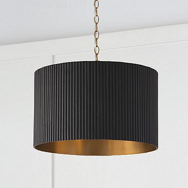 Capital Donovan 19 3/4" Wide Modern Black and Matte Brass Pendant