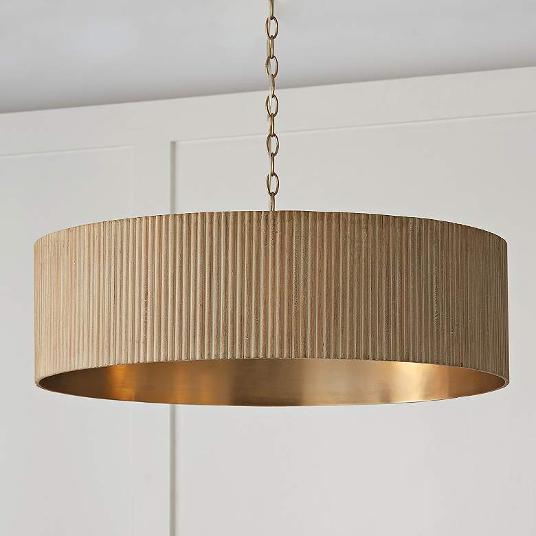 Image 1 Capital Donovan 30 3/4" Wide Modern Brass White-Washed Drum Chandelier