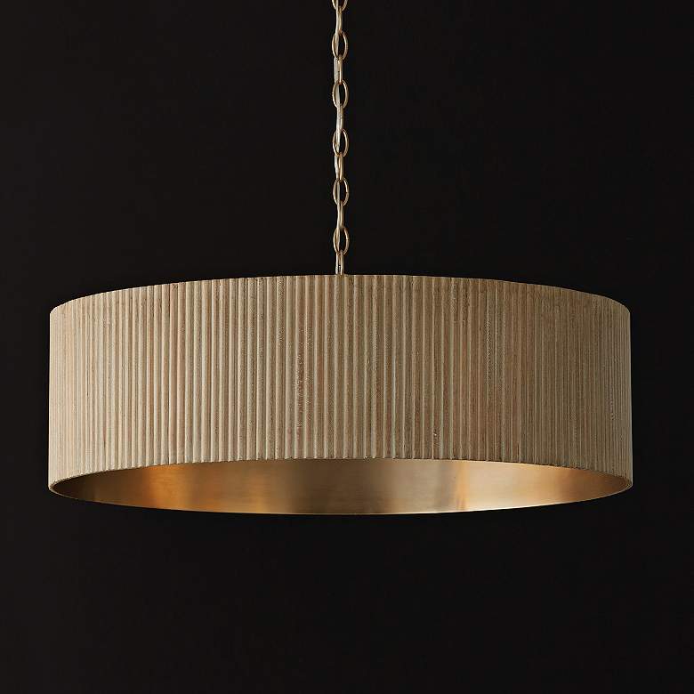 Image 4 Capital Donovan 30 3/4" Wide Modern Brass White-Washed Drum Chandelier more views