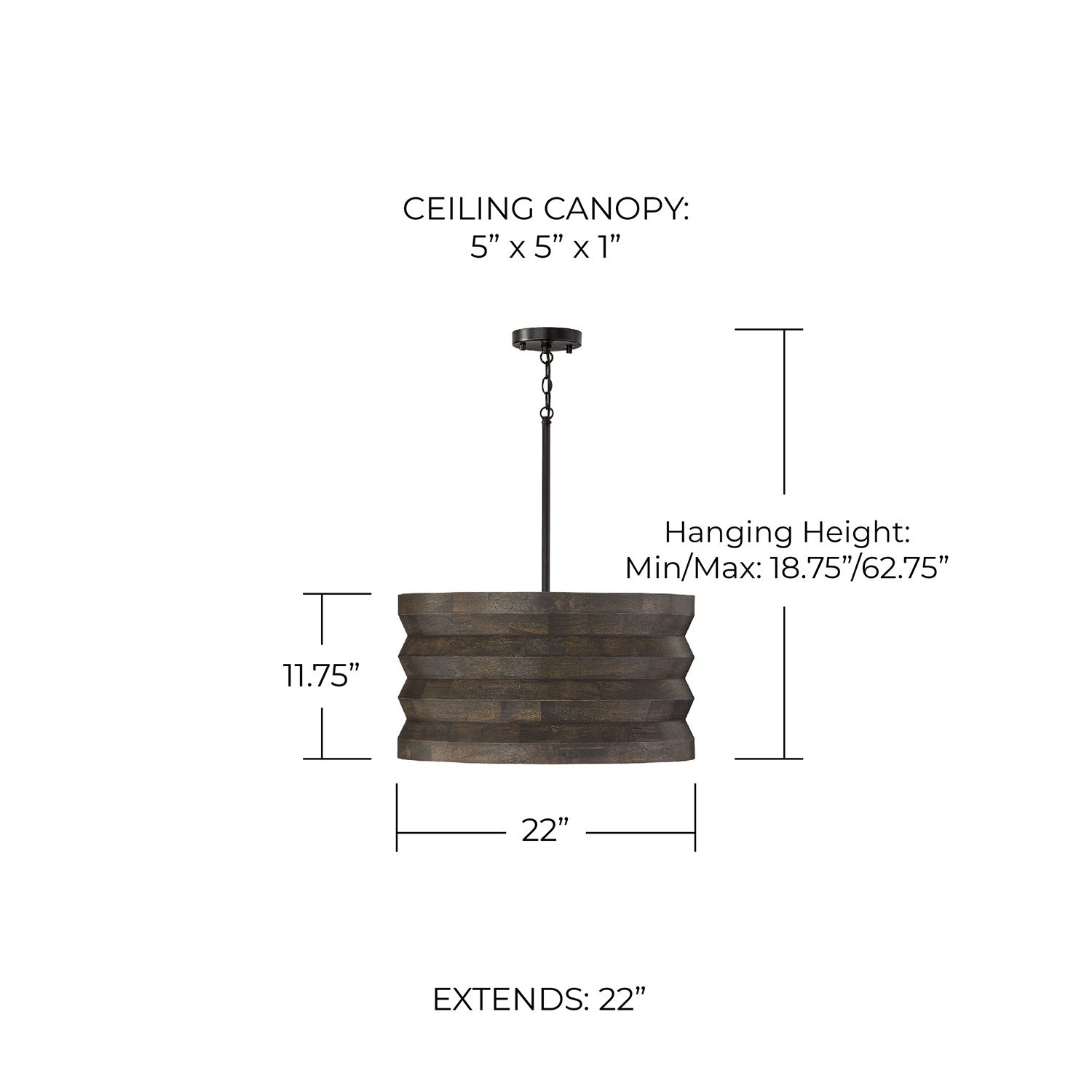 Image 6 Capital Dunn 22" Wide Modern Espresso Black Drum Pendant Light more views