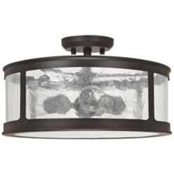 Capital Dylan Glass 16&quot;W Old Bronze Outdoor Ceiling Light
